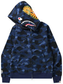 Casaco Bape Grid Camo Shark Full Zip "Dark Blue"
