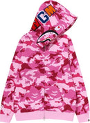 Casaco Bape Grid Camo Shark Full Zip "Pink"